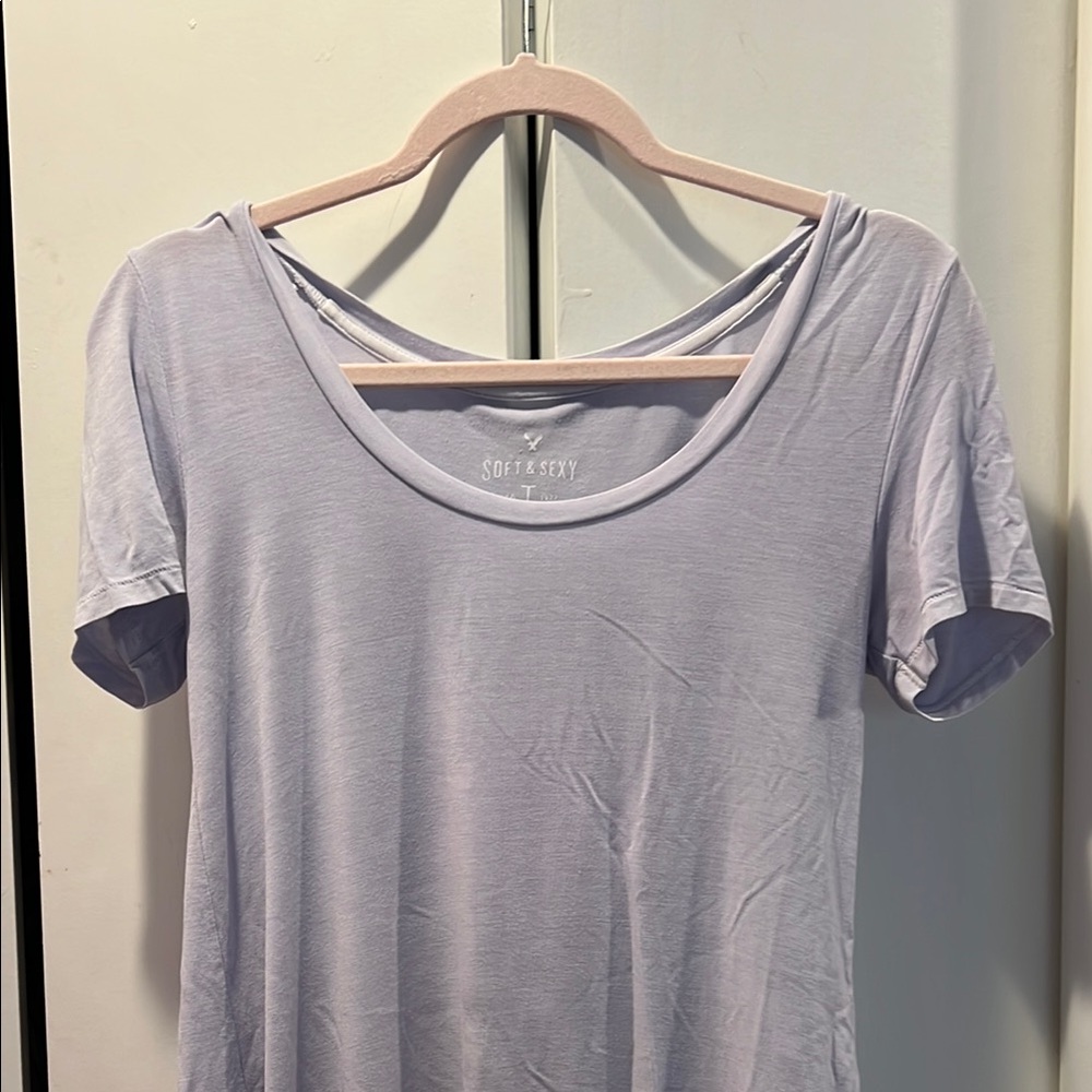 Soft & Sexy Lavender Scoop-Neck Short Sleeve Tee